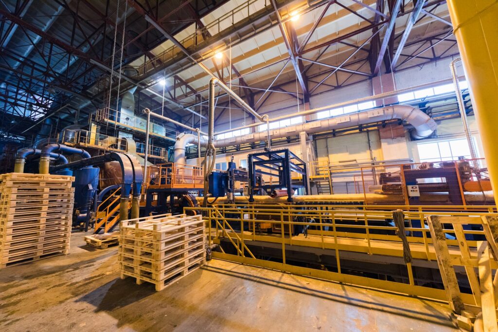 Manufacturing factory, heavy industry machinery